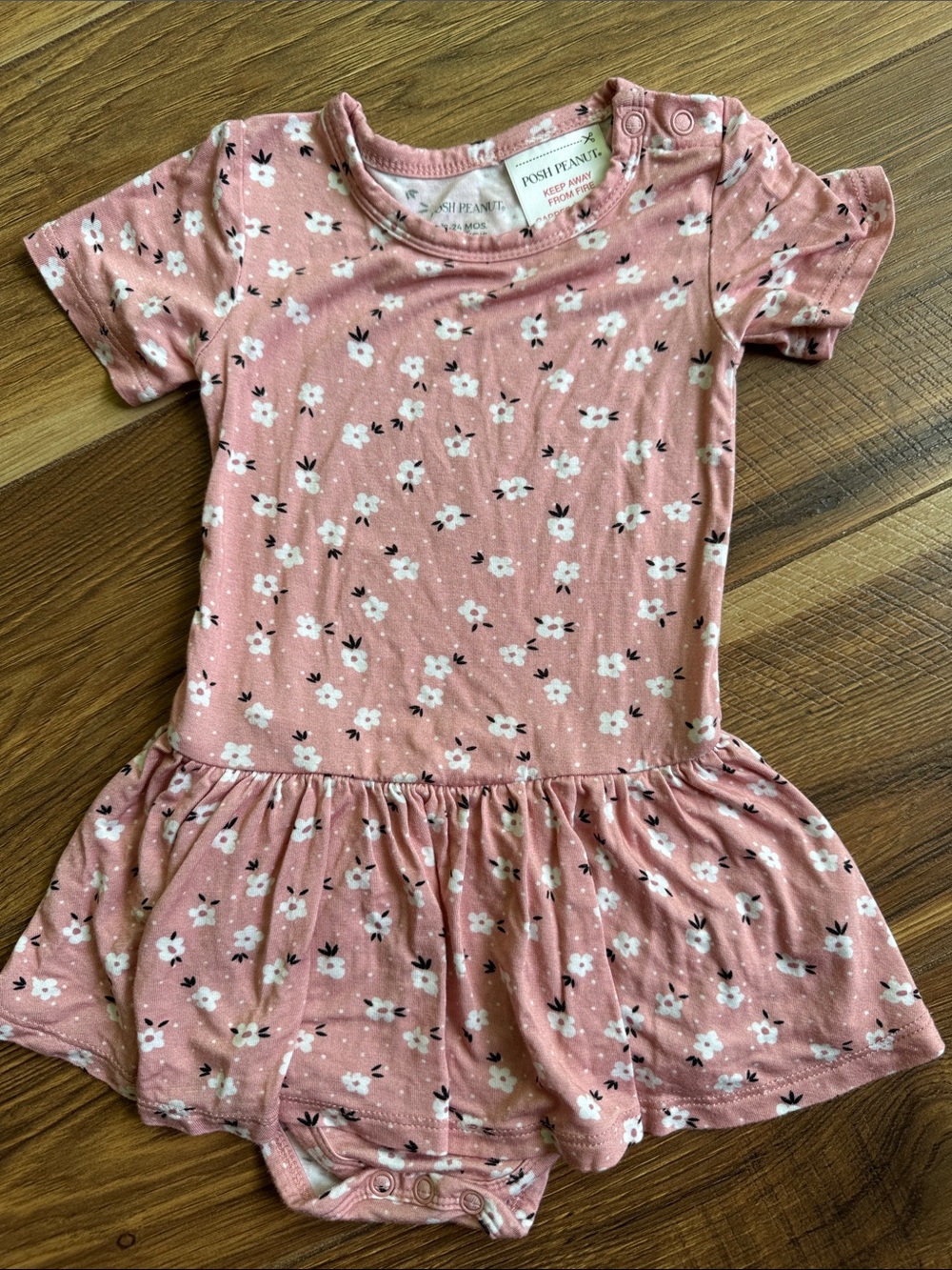 NWOT Posh Peanut Dusty Rose Floral Skirted Onesie